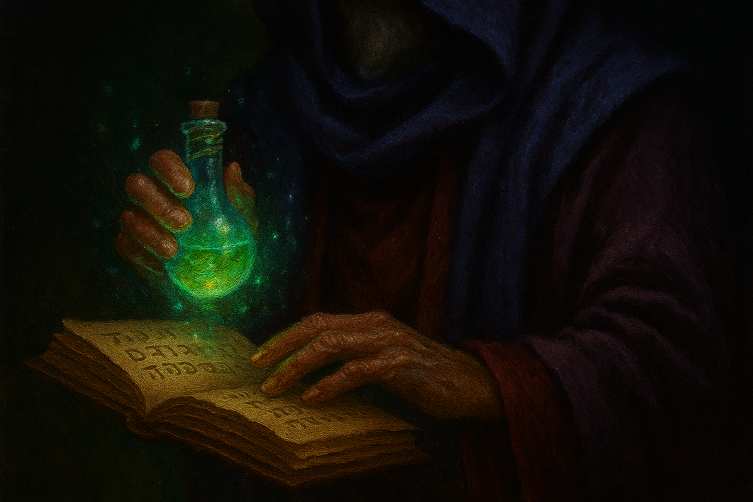 green potion over a book